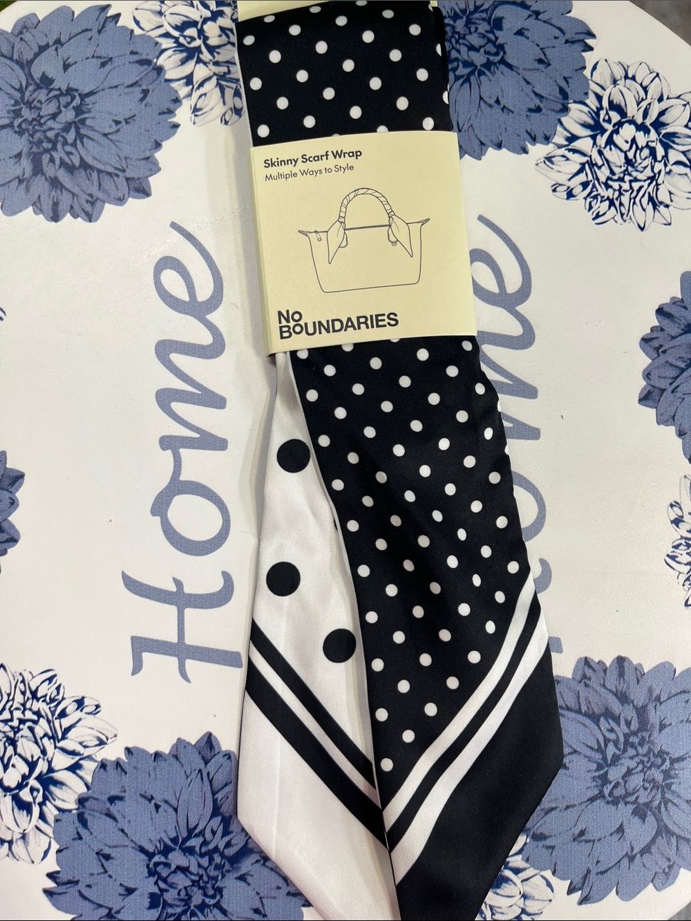 No Boundaries Black & White Polka Dot Skinny bag Scarf Wrap